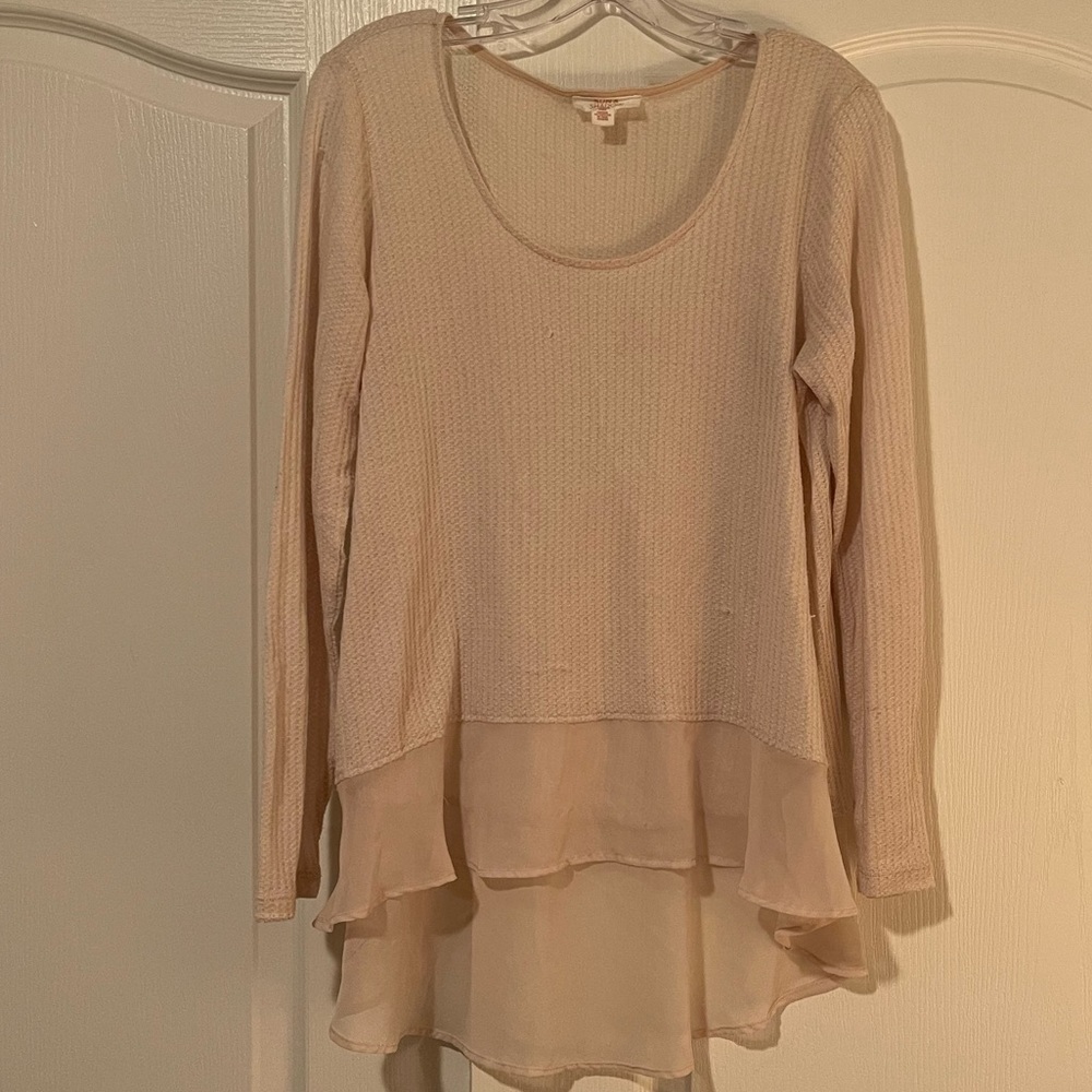 Cream long sleeve blouse